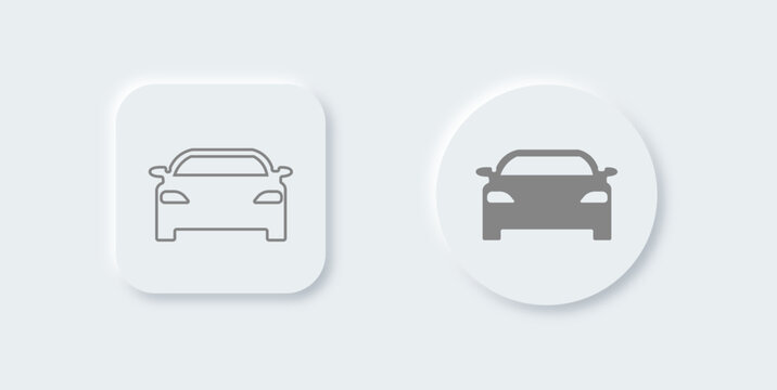 Gray and black passenger car symbol, in neomorph style eps10