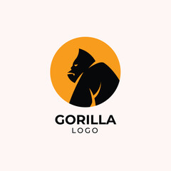 Gorilla Logo Design Template with Gold / Yellow Circle
