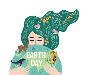 Vector illustration for Earth Day and other environmental concept. Isolated design for card, poster, banner, flyer and other use.
