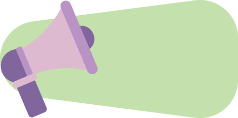 Megaphone with banner icon in cartoon style on a white background