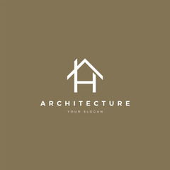 letter H architecture logo gold