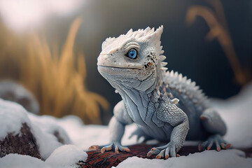 Fototapeta premium Baby Snow Dragon.generative ai