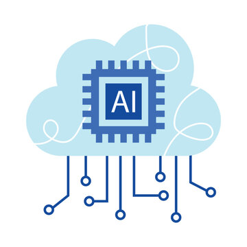 recommend clip art: Modern technology icon computer vision, artificial intelligence, machine learning. Isolated flat logos illustration cloud computing network digital AI technology: internet, solving, algorithm, vector