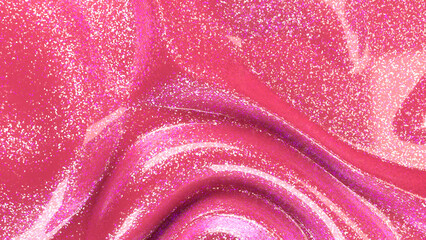 Pink shimmer cream cosmetic smooth perfect neon rose lip gloss background soft plastic texture wave glitter