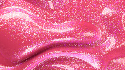 Glitter pink cream cosmetic smooth perfect neon rose lip gloss background soft plastic texture wave