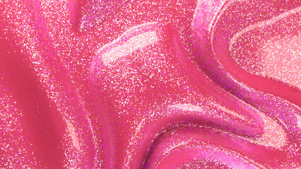 Paint glitter pink cream cosmetic smooth perfect neon rose lip gloss metallic background soft plastic texture wave