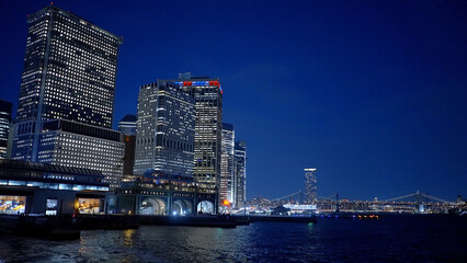 Fototapeta na wymiar The financial district of Downtown Manhattan at night - travel photography