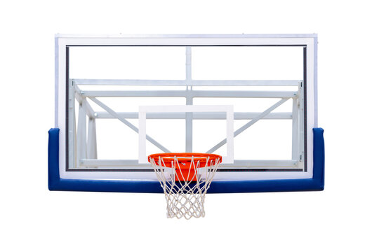 New Professional Basketball Hoop Cage Isolated On White Background. Horizontal Sport Theme Poster, Greeting Cards, Headers, Website And App