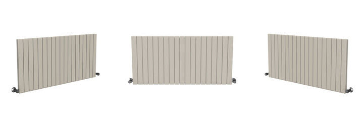 modern radiator on transparent background, left, front and right view (3d render)