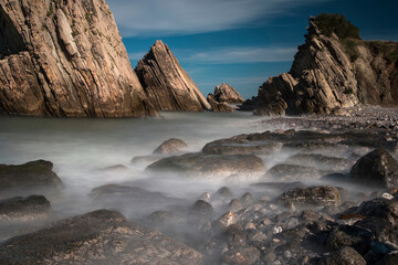 The sea and the rocks in the sea, long exposure, inebolu Turkey