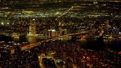 Fototapeta na wymiar New York City from above - the city lights at night - travel photography
