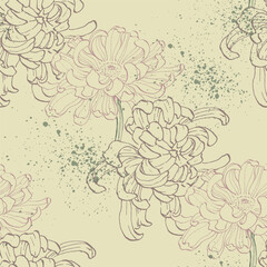 Seamless floral pattern with chrysanthemums. Spring; summer holidays presents and gifts wrapping paper, For textiles, packaging; fabric, wallpaper.