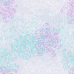 Fototapeta premium Seamless floral pattern with chrysanthemums. Spring; summer holidays presents and gifts wrapping paper, For textiles, packaging; fabric, wallpaper.