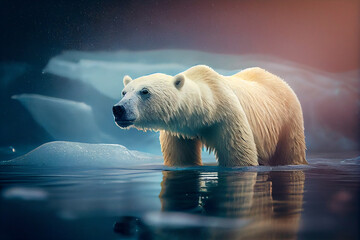 Obraz na płótnie Canvas polar bear on ice.generative ai