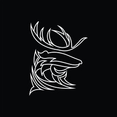 Obraz premium Geometric Deer Head logo abstract isolated Vector Template logo design