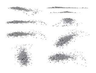 Fototapeta premium Concrete rock debris set isolated transparent background 3d rendering