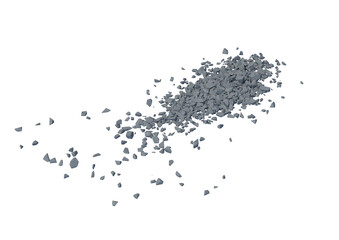 Concrete rock debris isolated transparent background 3d rendering