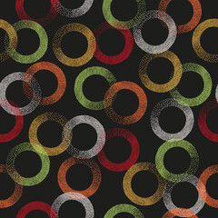 Seamless geometric colorful circles pattern. Abstract vector rings background