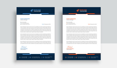 Clean and professional corporate company business letterhead template design with color variation bundle with blue, red elements and creative business stationery layout