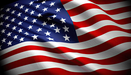 USA flag with waves to use as wallpaper. Patriotic symbol. Generative AI