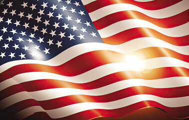 Obraz premium USA flag with waves to use as wallpaper. Patriotic symbol. Generative AI