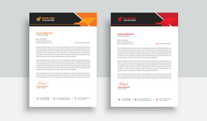 Clean and professional corporate company business letterhead template design with color variation bundle with blue, red elements and creative business stationery layout