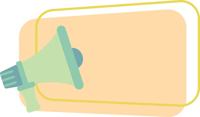 Megaphone with banner icon in cartoon style on a white background