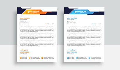 Clean and professional corporate company business letterhead template design with color variation bundle with blue, red elements and creative business stationery layout