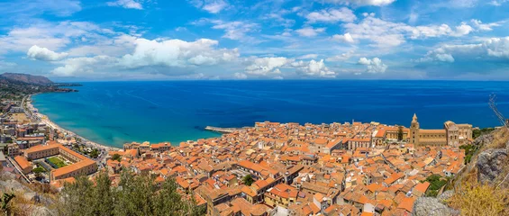 Fotobehang Aerial view of Cefalu in Sicily, Italy © Sergii Figurnyi