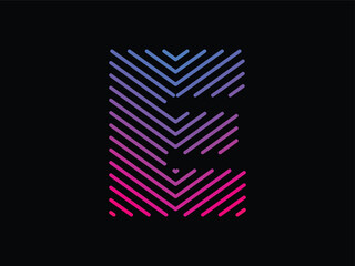 Alphabet E written with colorful digital lines. Abstract letter E logo design template. Logo type vector design