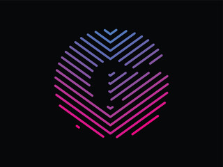 Alphabet G written with colorful digital lines. Abstract letter G logo design template. Logo type vector design