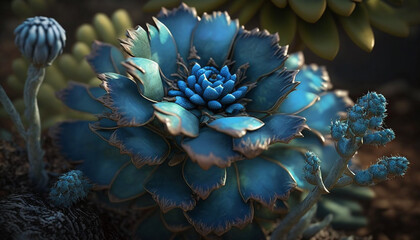 Naklejka na ściany i meble Realistic Blue Fountain Bush Flower Using Generative AI.