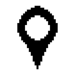 Location map icon black-white vector pixel art icon	