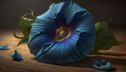 Realistic Blue Morning Glory Flower Using Generative AI.
