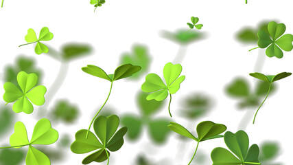 Fototapeta na wymiar Shamrocks clover leaves St. Patrick's Day celebrating background. 3d rendering