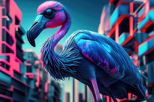 Flamingo Futuristic Cyber Hacker Generative AI