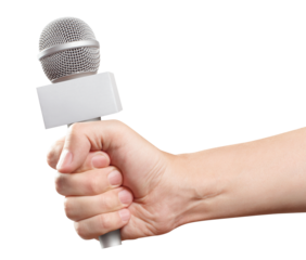 Hand with microphone cut out