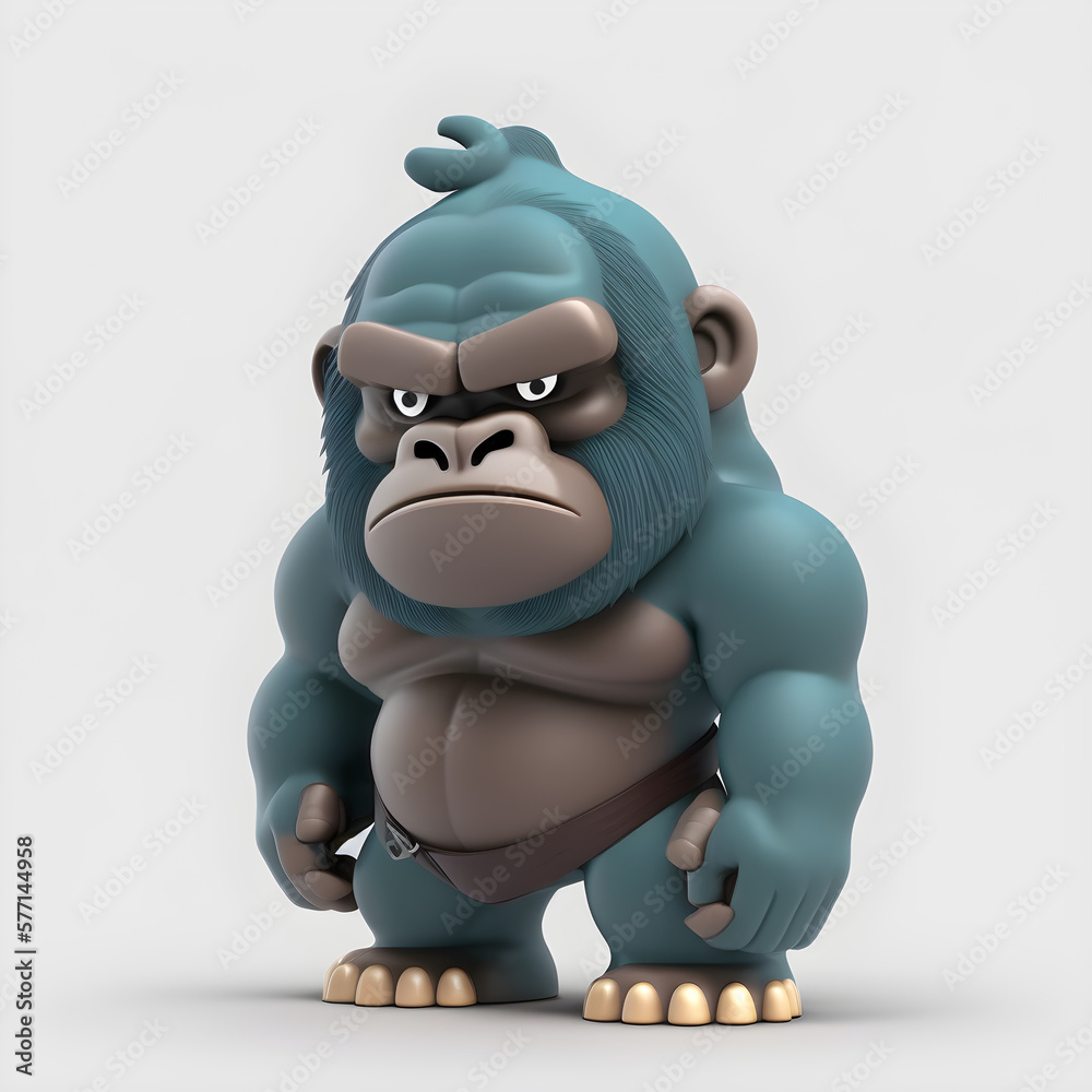 Sticker Cute gorilla character design generative ai