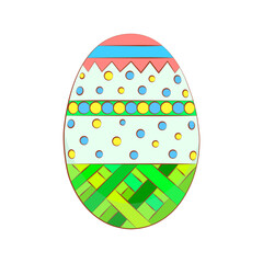 Cute cartoon vector easter egg decorated with ornament for easter design