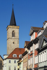 Fototapeta na wymiar Erfurt - Ägidienkirche, Altstadthäuser vor der Krämerbrücke, Thüringen, Deutschland, Europa 