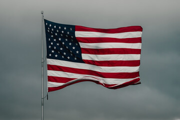 Patriotic American Flag moody image dark and stormy grunge