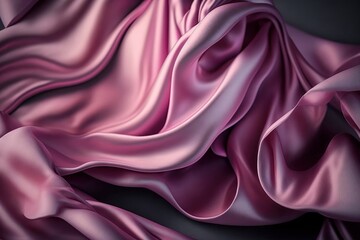 Fototapeta na wymiar pink colored silk surface with folds. Abstract background. Textile surface with waves and wrinkles