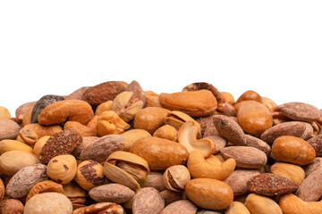Obraz premium A group of almonds, pistachios, walnuts, macadamia, cashews.