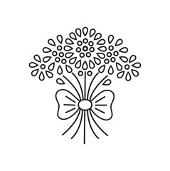 Bouquet, black pictogram illustration on white background.