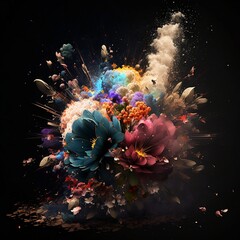 Obraz na płótnie Canvas Visualization of an explosion of flowers. Generative AI 
