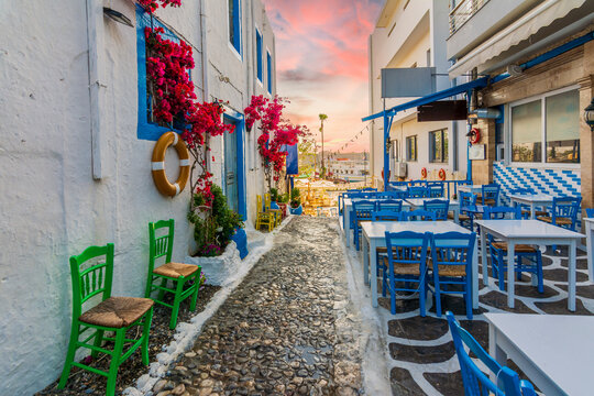 Fototapeta Beautiful street view in Kos Island. Kos Island is populer tourist destination in Greece.