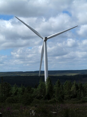 Fototapeta premium View of the Kerry mountains and wind turbines from Taur - County Cork - Ireland