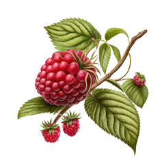 Raspberries on transparent background. Generative AI.