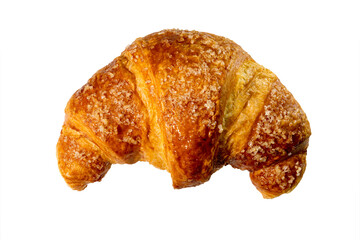 top view handcrafted croissant with sugar sprinkles, png transparent background