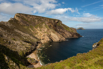 Coastal cliffs of Doonvinalla peninsula, Benwee Loop Walk, County Mayo, Ireland